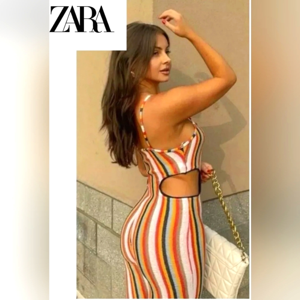 Zara striped jumpsuit